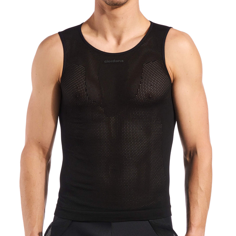 Ultralight Knitted Sleeveless Base Layer by Giordana Cycling, BLACK, Made in Italy