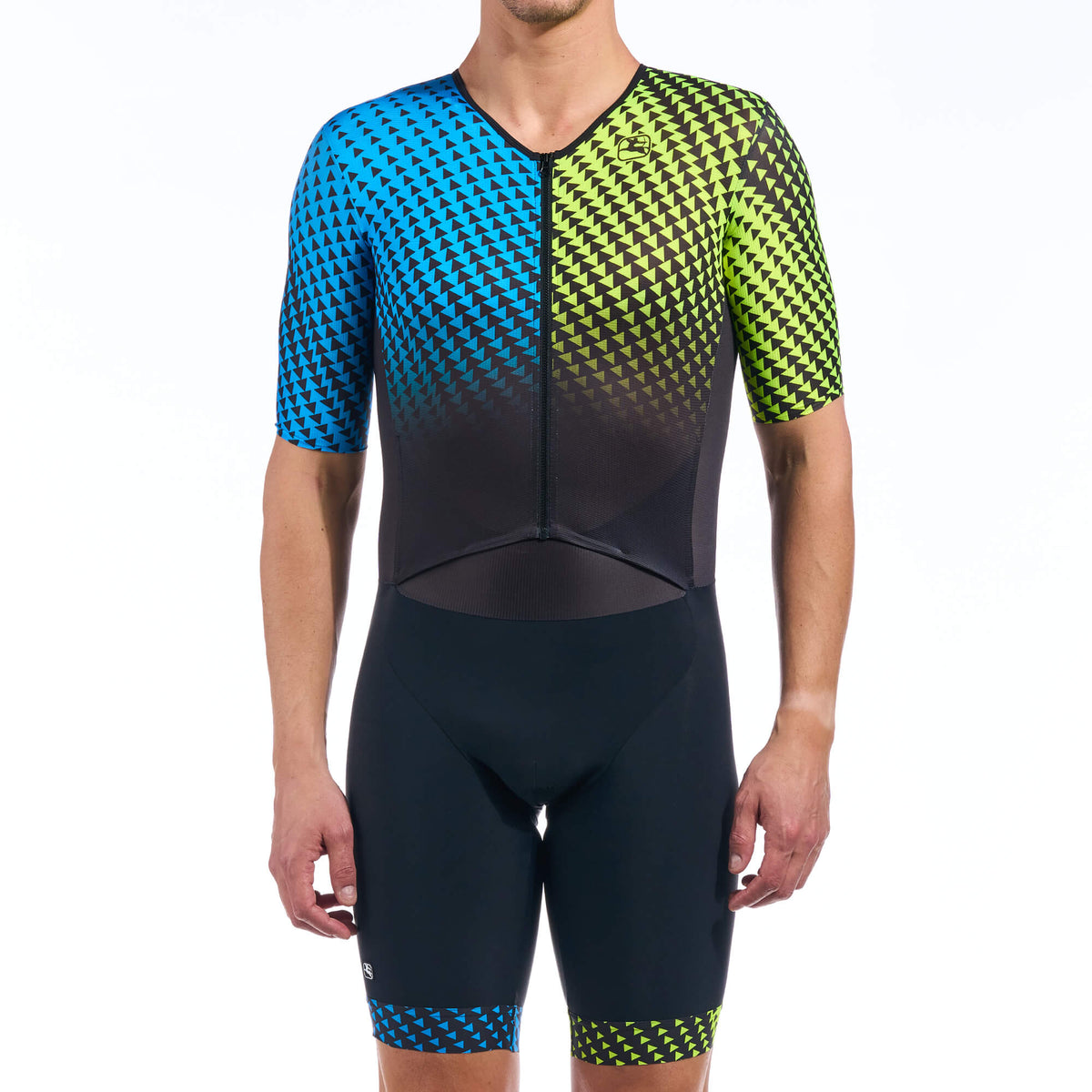 Men's Vero Pro Doppio Tri Suit by Giordana Cycling, BLUE/YELLOW, Made in Italy