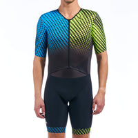 Men's Vero Pro Doppio Tri Suit by Giordana Cycling, BLUE/YELLOW, Made in Italy