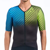 Men's Vero Pro Tri Top by Giordana Cycling, BLUE/YELLOW, Made in Italy