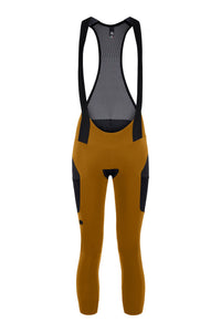 Women's Beyond Gravel Cargo Thermal Bib Tight by Giordana Cycling, BRONZE YELLOW, Made in Italy