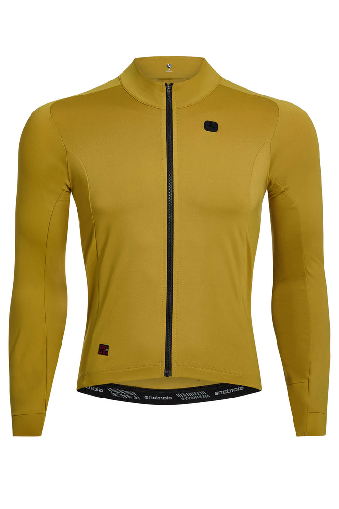 Men's FR-C Thermal Long Sleeve Jersey by Giordana Cycling, OLIVE YELLOW, Made in Italy