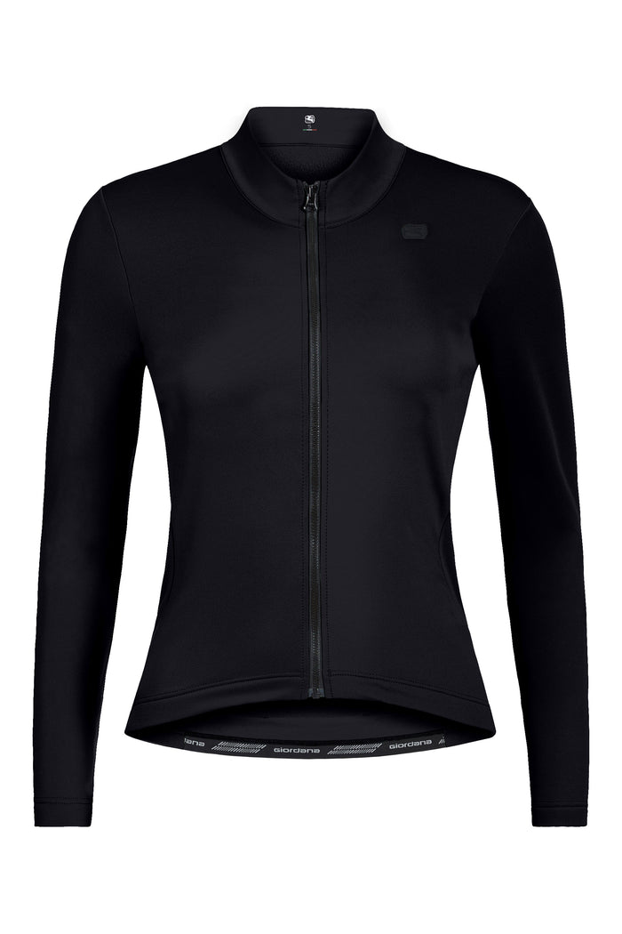 Women's SilverLine Thermal Long Sleeve Jerseys by Giordana Cycling, BLACK, Made in Italy
