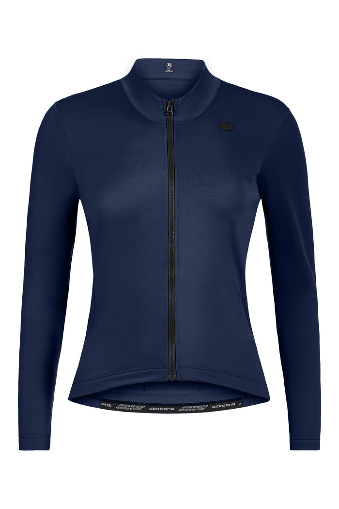 Women's SilverLine Thermal Long Sleeve Jerseys by Giordana Cycling, SABLE BLUE, Made in Italy