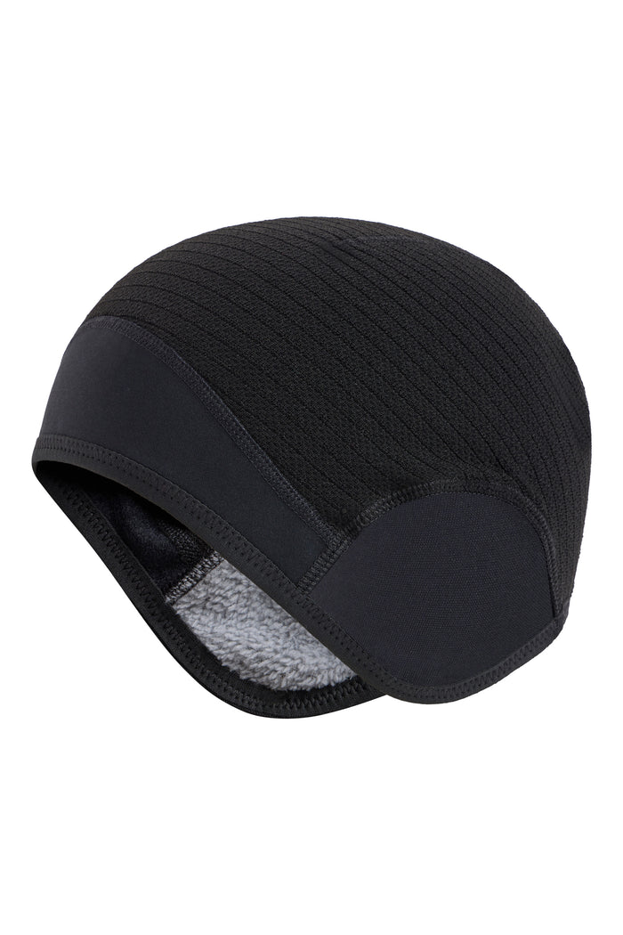Skull Cap with Insulated Ear Covers by Giordana Cycling, BLACK, Made in Italy