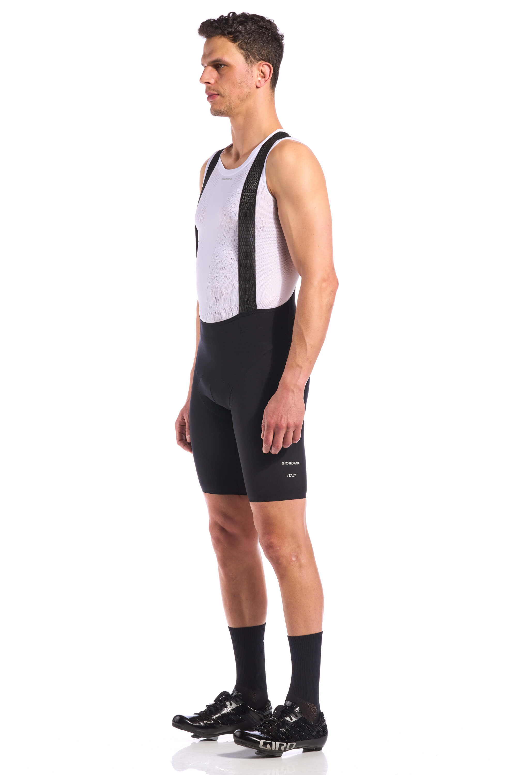 Giordana Men's Lungo Bib Short – Medium Compression, Breathable Icon Fabric, Shorter Inseam (8.5 Inches)