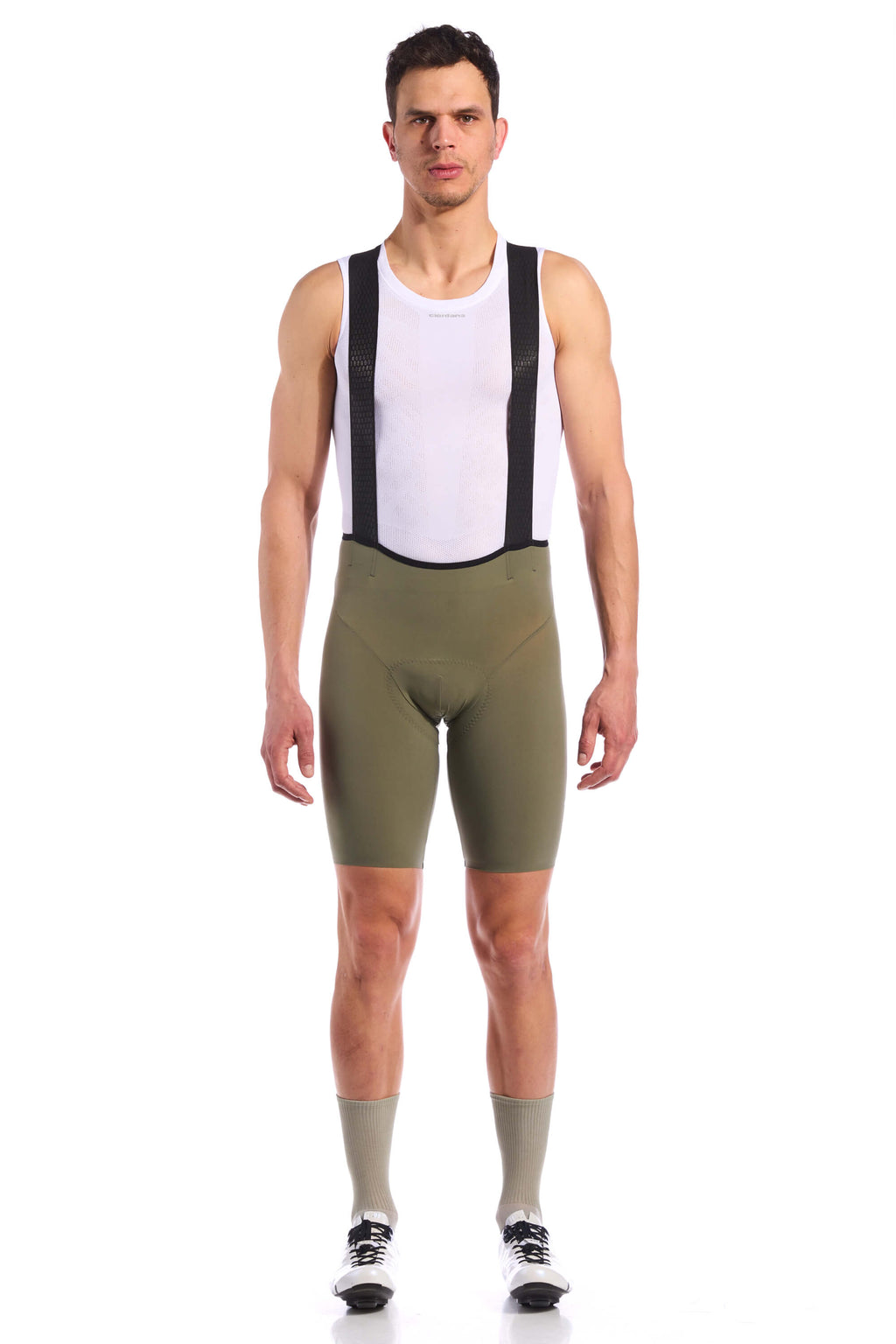 The KB Men's Bib Short by Giordana Cycling, SMOKEY OLIVE, Made in Italy