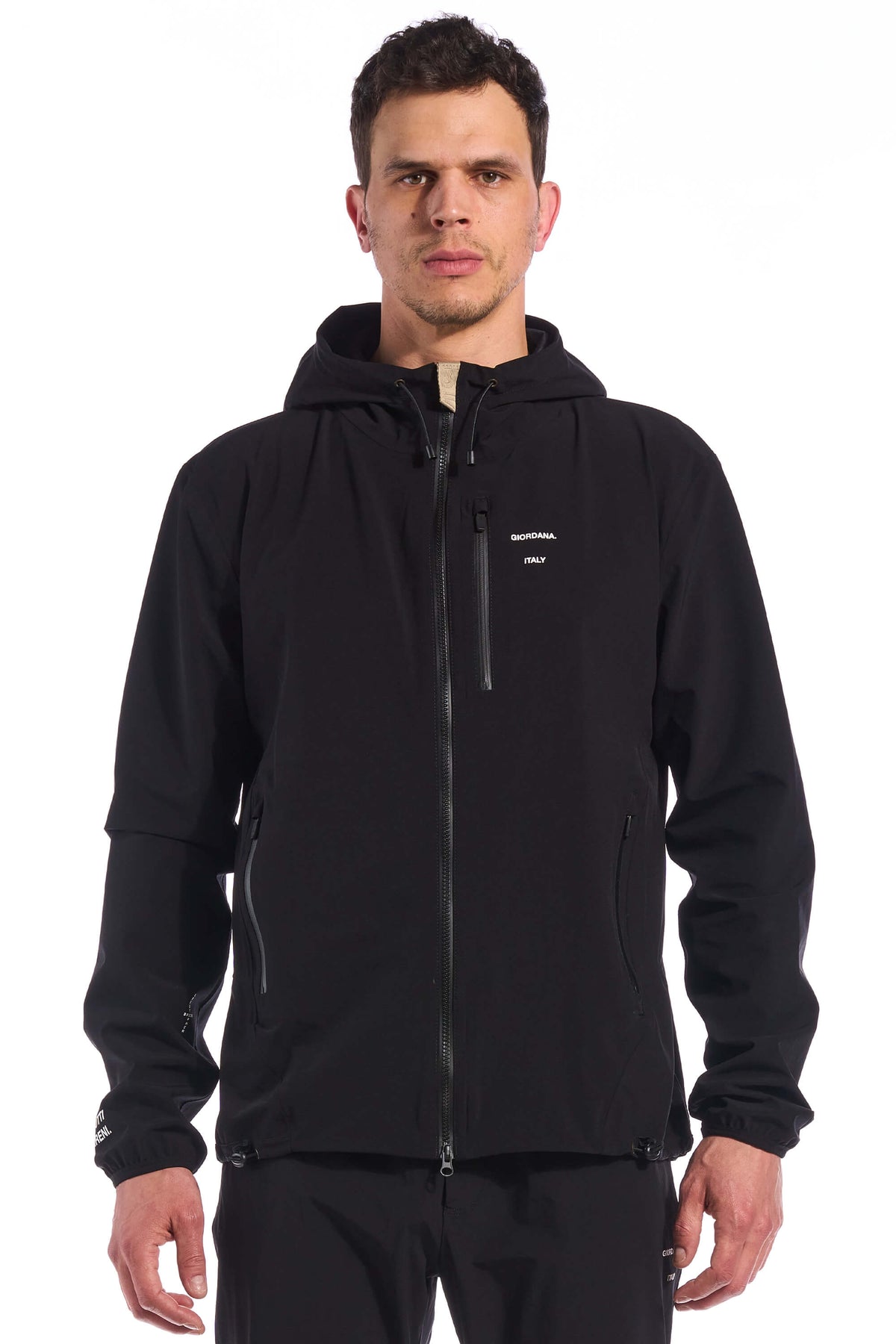 The Jetty Rain Jacket by Giordana Cycling, METEORITE BLACK, Made in Italy
