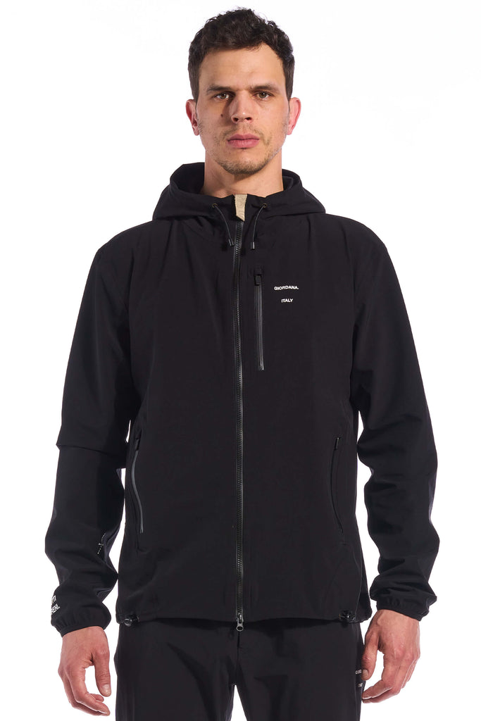 The Jetty Rain Jacket by Giordana Cycling, METEORITE BLACK, Made in Italy