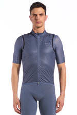 The Wind Vest by Giordana Cycling, GRISAILLE BLUE, Made in Italy