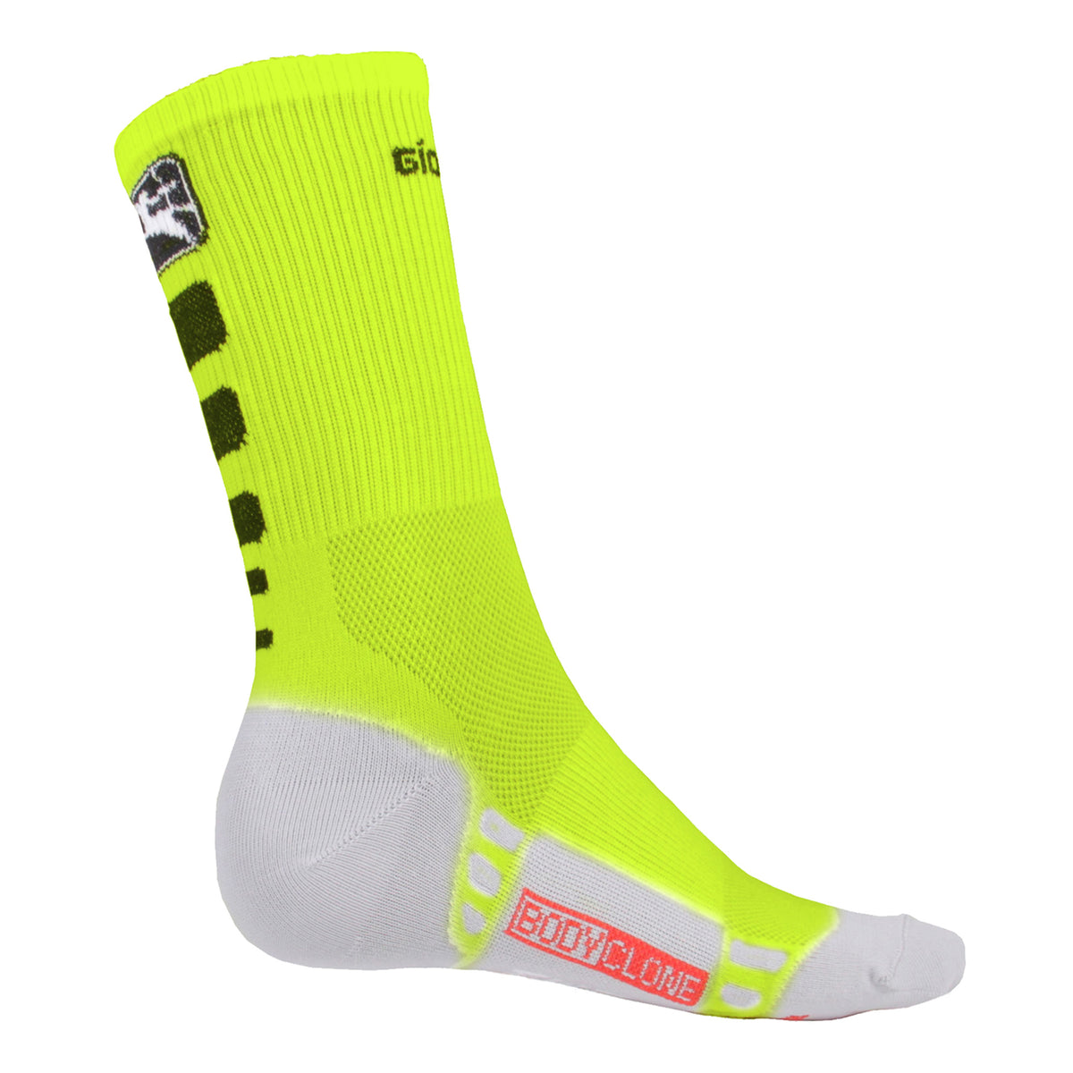 FR-C Tall Socks by Giordana Cycling, FLUO BLACK LOGO, Made in Italy
