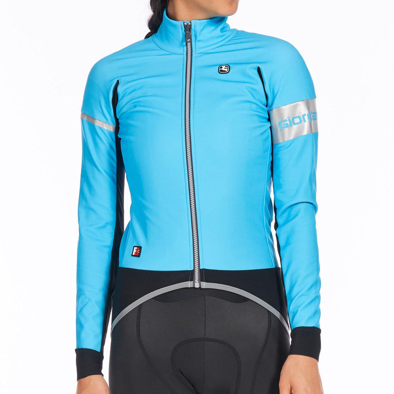 Women's FR-C Pro Lyte Winter Jacket by Giordana Cycling, LIGHT BLUE, Made in Italy
