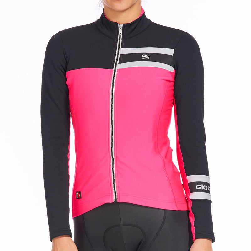 Women's FR-C Pro Thermal Long Sleeve Jersey by Giordana Cycling, BRIGHT PINK, Made in Italy