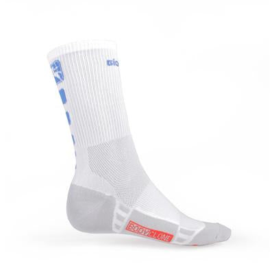 FR-C Mid Cuff Socks by Giordana Cycling, WHITE/BLUE, Made in Italy