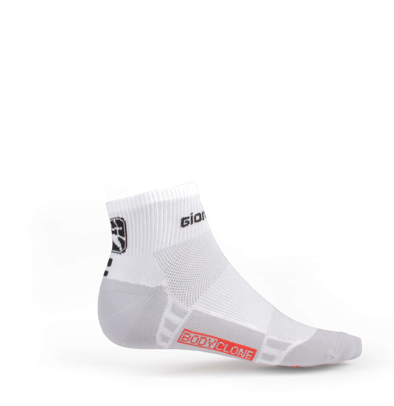 Women's FR-Carbon Short Cuff Socks by Giordana Cycling, WHITE/BLACK, Made in Italy