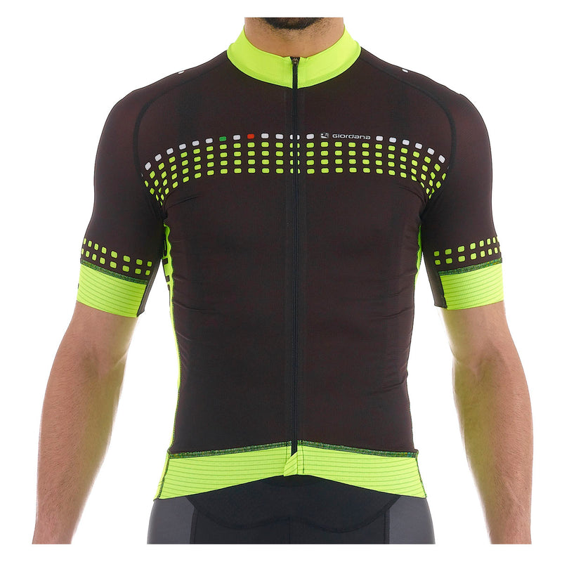 Men's Trade Forte FR-C Jersey by Giordana Cycling, BLACK/FLUO YELLOW, Made in Italy