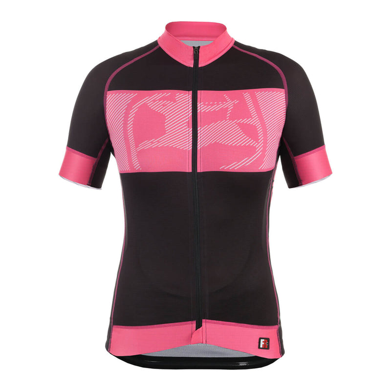 Women's Maestra FR-C Trade Jersey by Giordana Cycling, BLACK/PINK, Made in Italy