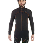 Men's AV 300 Jacket by Giordana Cycling, BLACK/ORANGE, Made in Italy