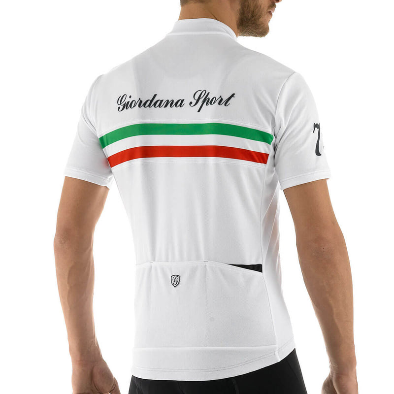 Men's Giordana Sport Italia Jersey by Giordana Cycling, WHITE/ITALIA, Made in Italy