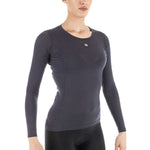 Women's Merino Wool Blend Long Sleeve Base Layer by Giordana Cycling, GREY, Made in Italy