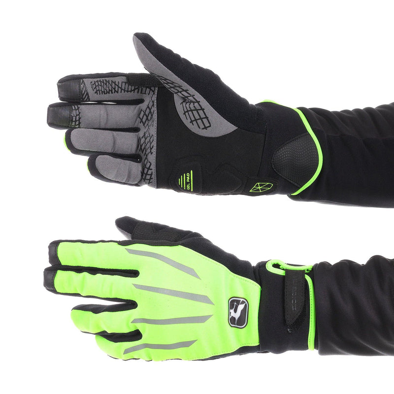 AV 100 Winter Full Finger Gloves by Giordana Cycling, NEON GREEN, Made in Italy