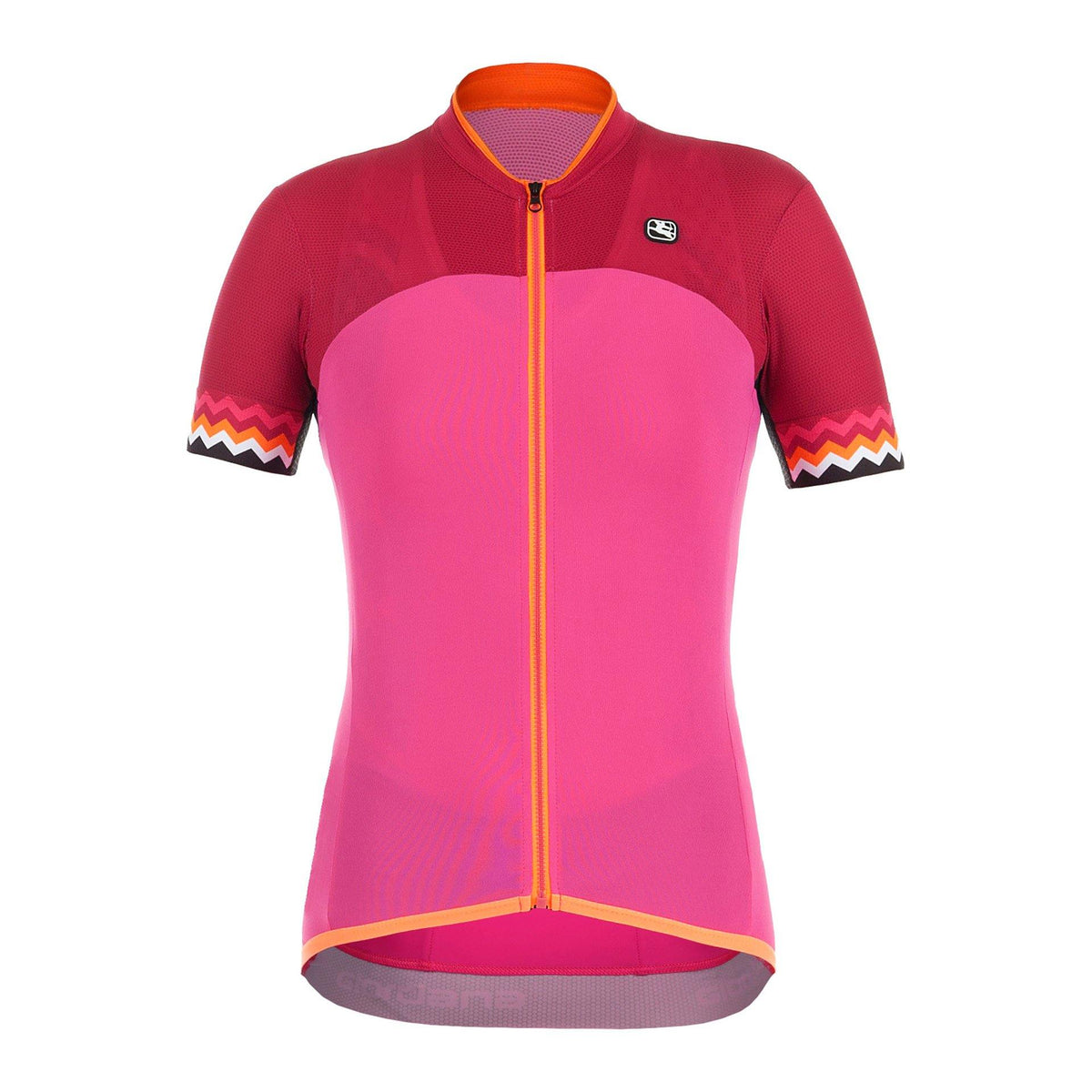 Women's Lungo Zig Zag Jersey by Giordana Cycling, PINK, Made in Italy