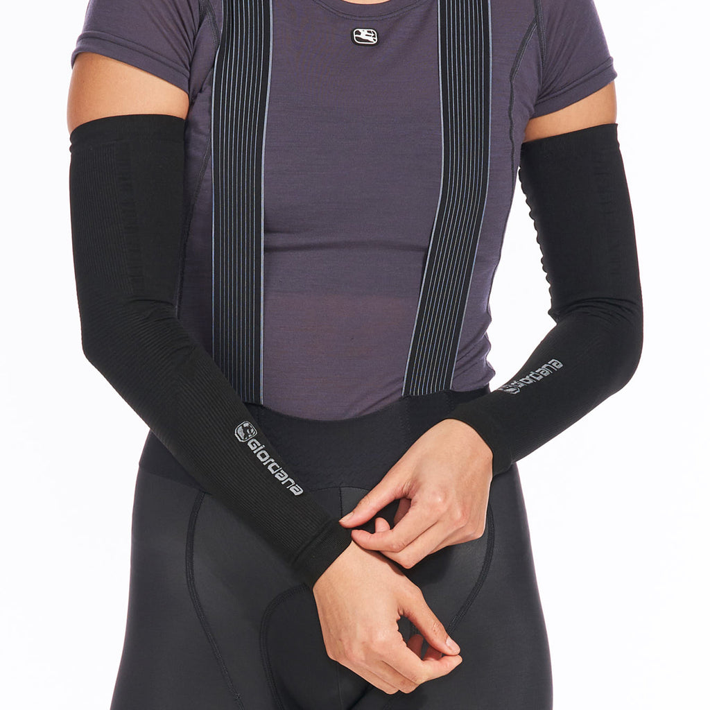 Knitted Dryarn Arm Warmers by Giordana Cycling, BLACK, Made in Italy