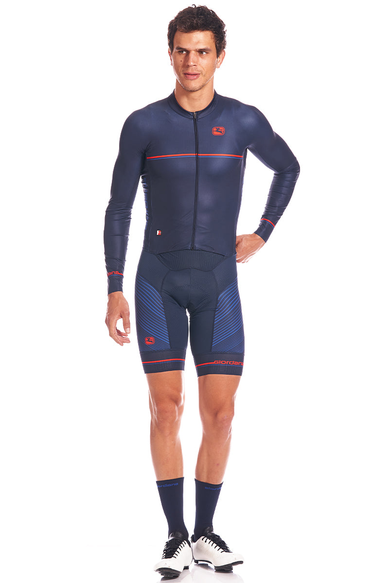 Men's FR-C Pro Long Sleeve Doppio Suit by Giordana Cycling, BLUE, Made in Italy