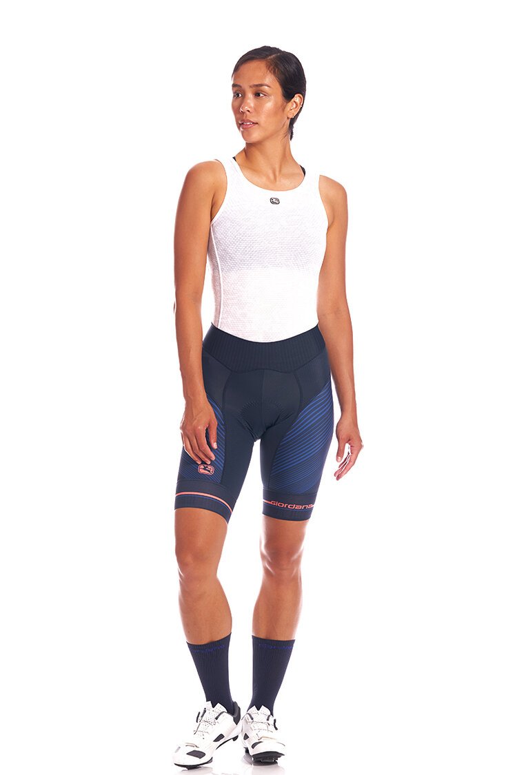 Women's Moda FR-C Pro Short by Giordana Cycling, NAVY/CORAL, Made in Italy