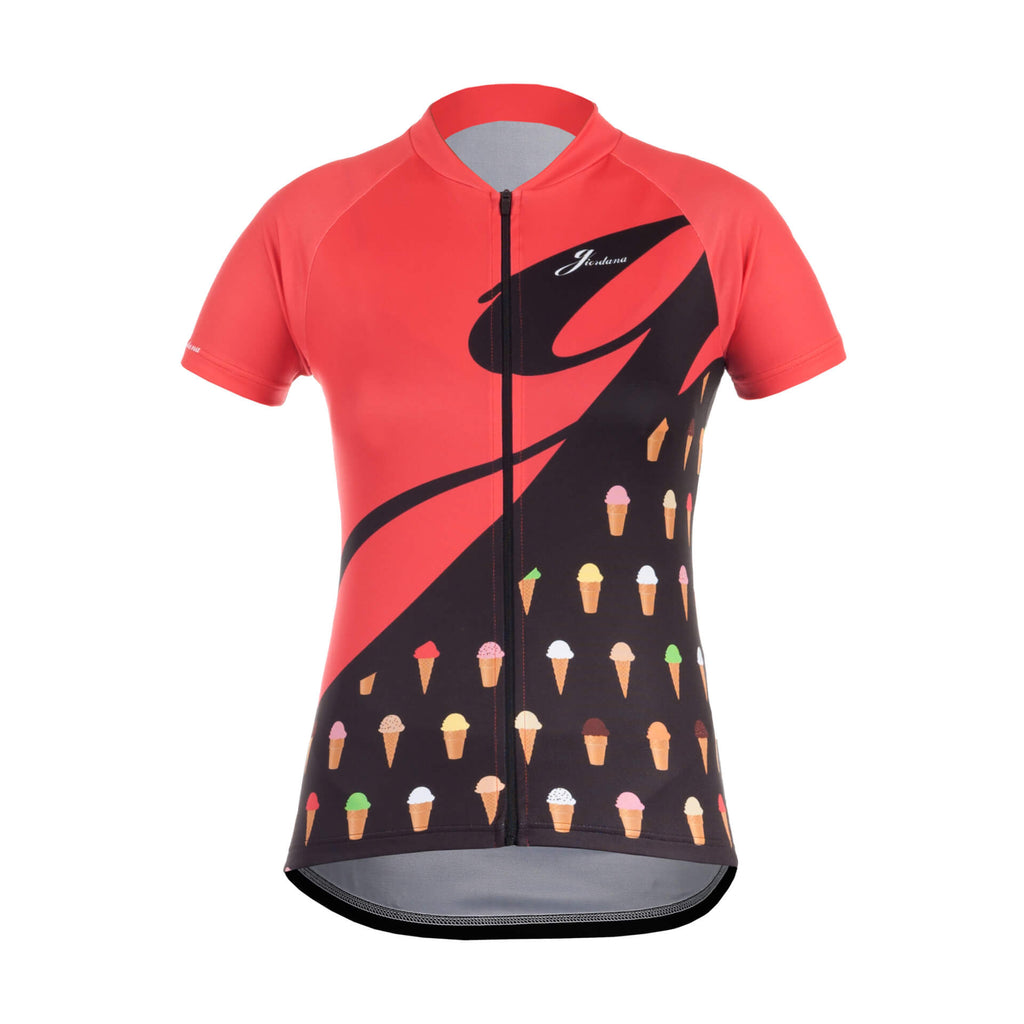 Women's Arts Gelato Jersey by Giordana Cycling, BLACK/RED, Made in Italy