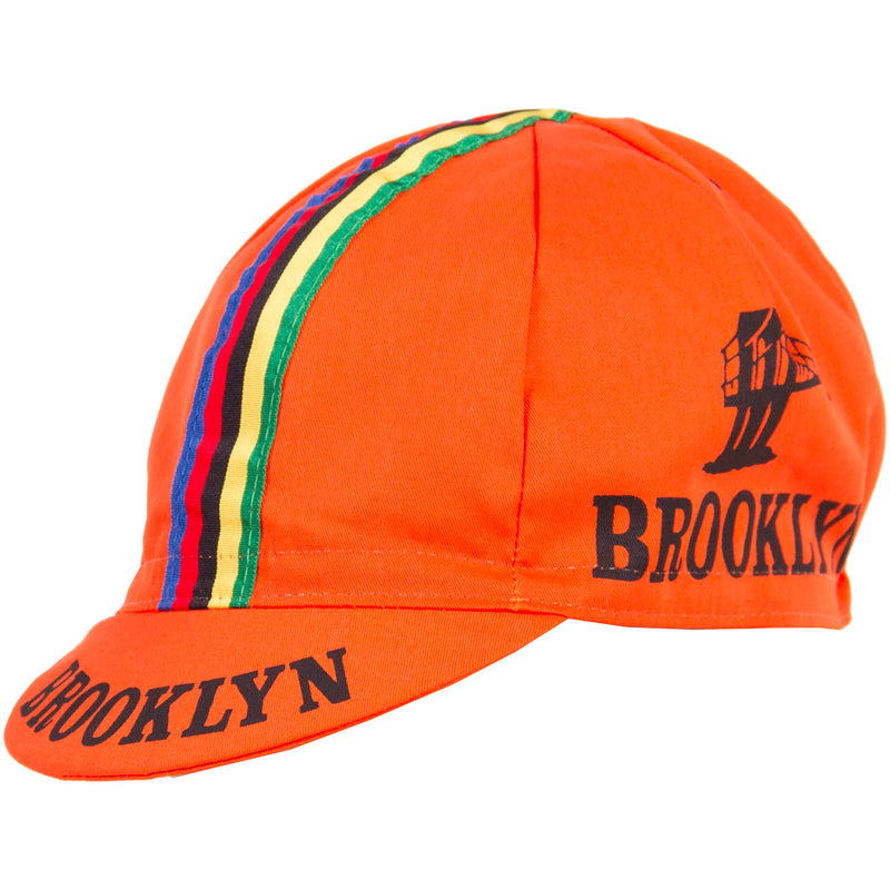 Team Brooklyn Cap - World Champion Stripe by Giordana Cycling, Orange, Made in Italy