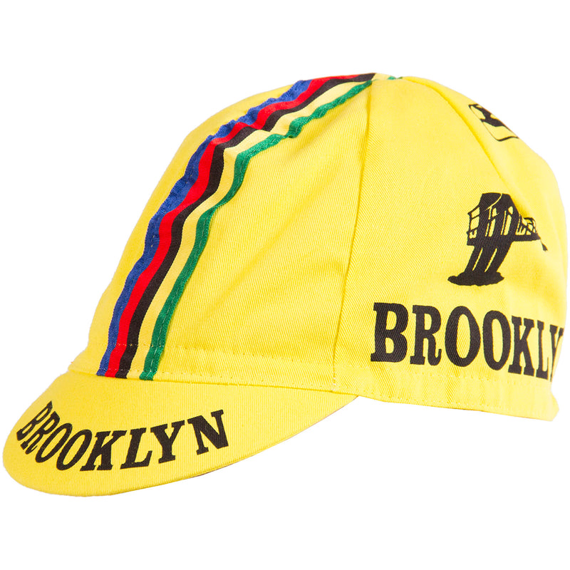 Team Brooklyn Cap - World Champion Stripe by Giordana Cycling, Yellow, Made in Italy