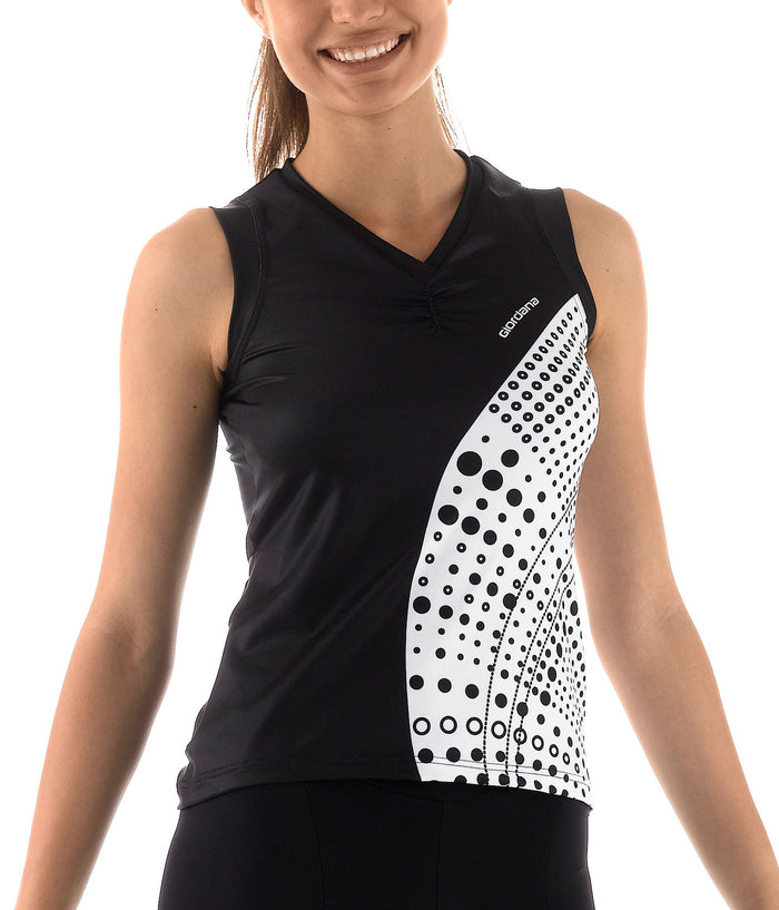 Women's Radiostar Sleeveless Jersey by Giordana Cycling, BLACK/WHITE, Made in Italy