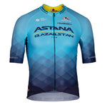 Men's Astana Qazaqstan Team FR-C Pro Jersey - 2023 by Giordana Cycling, Astana Blue, Made in Italy