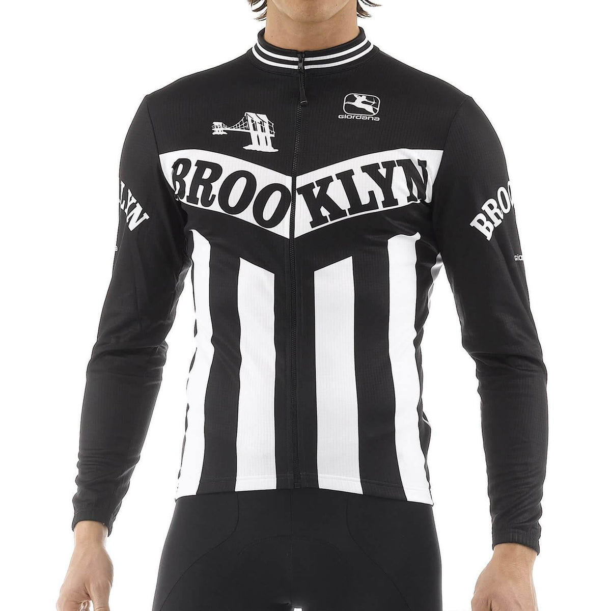 Men's Brooklyn Long Sleeve Jersey by Giordana Cycling, BLACK, Made in Italy
