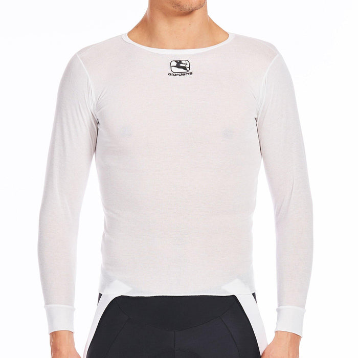 Men's Dri-Release Long Sleeve Base Layer by Giordana Cycling, WHITE, Made in Italy