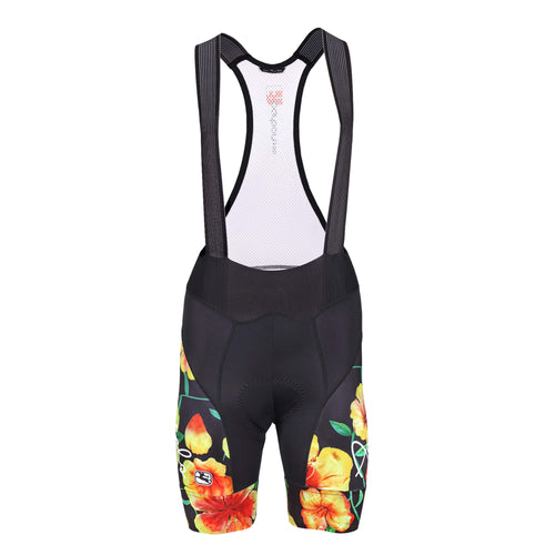 Women's FR-C Hibiscus Aquarelo Bib Short by Giordana Cycling, BLACK, Made in Italy