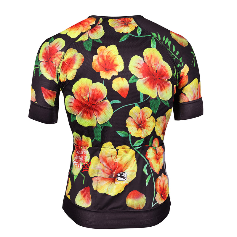 Men's FR-C Hibiscus Aquarelo Low Collar Jersey by Giordana Cycling, , Made in Italy