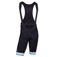 Women's EU Sport Bib Short by Giordana Cycling, BLACK/WHITE/CYAN BLUE, Made in Italy