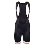 Women's EU Sport Bib Short by Giordana Cycling, BLACK/WHITE/ORANGE, Made in Italy