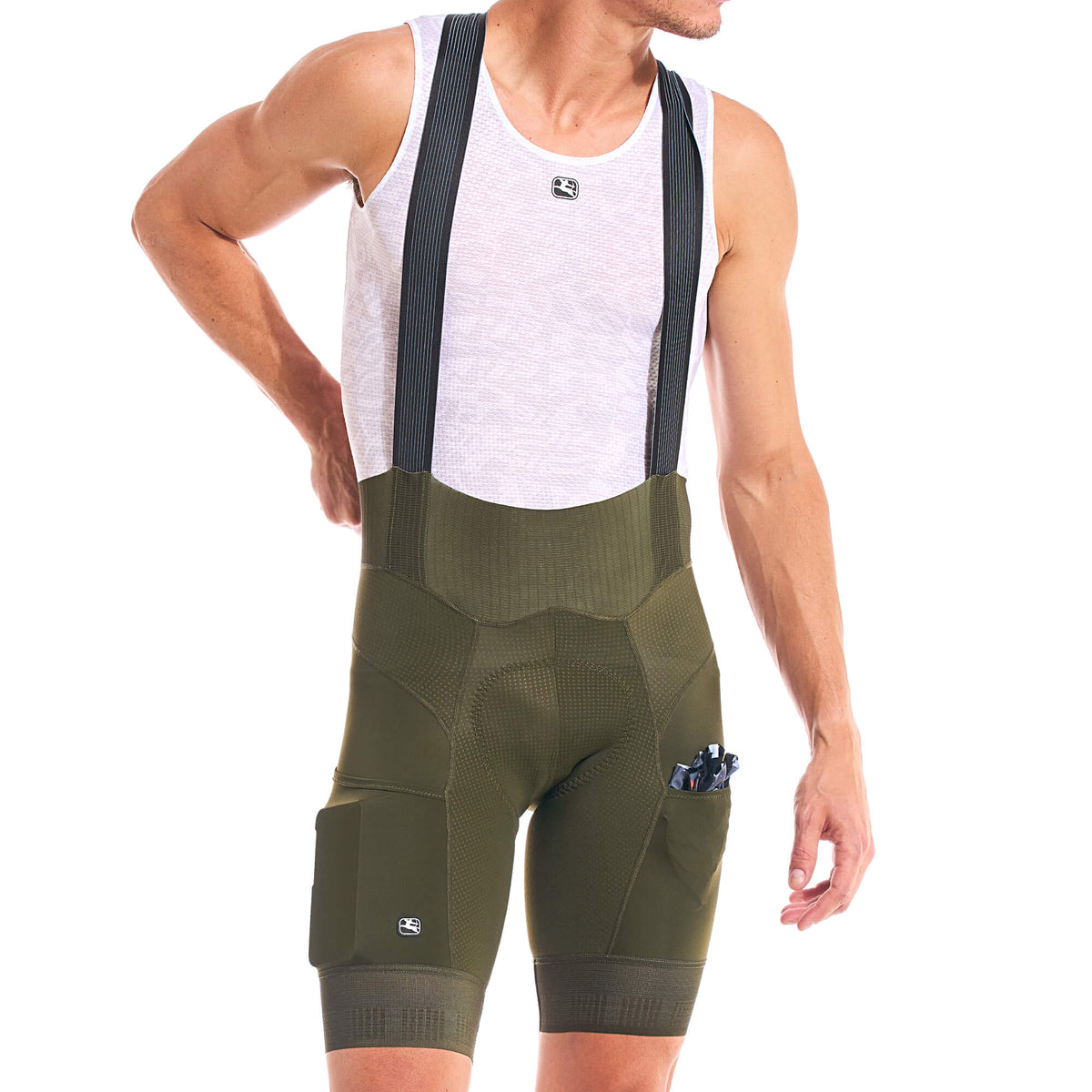 Men's FR-C Pro Cargo Bib Short by Giordana Cycling, OLIVE GREEN, Made in Italy