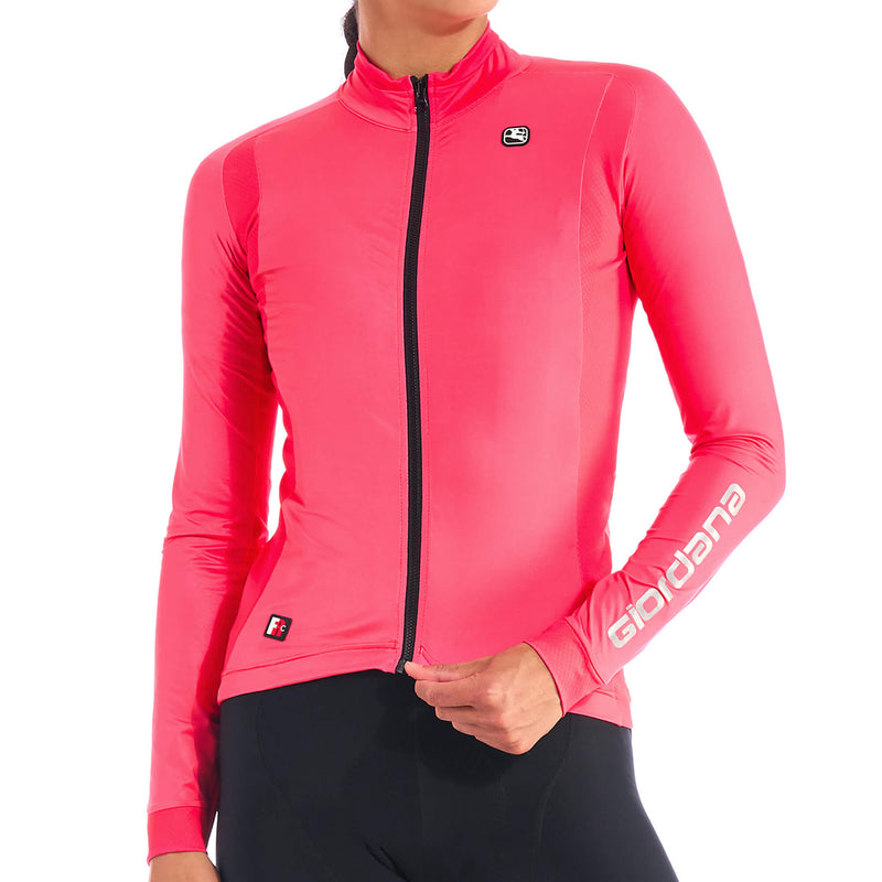 Women's FR-C Pro Thermal Long Sleeve Jersey by Giordana Cycling, TEABERRY PINK, Made in Italy