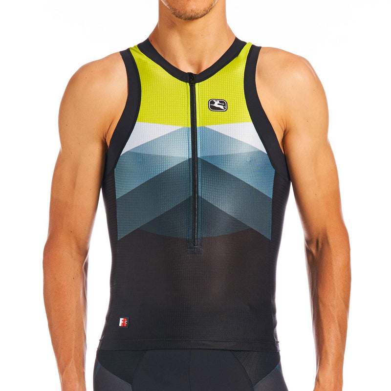 Men's FR-C Pro Tri Sleeveless Top by Giordana Cycling, LIME PUNCH, Made in Italy
