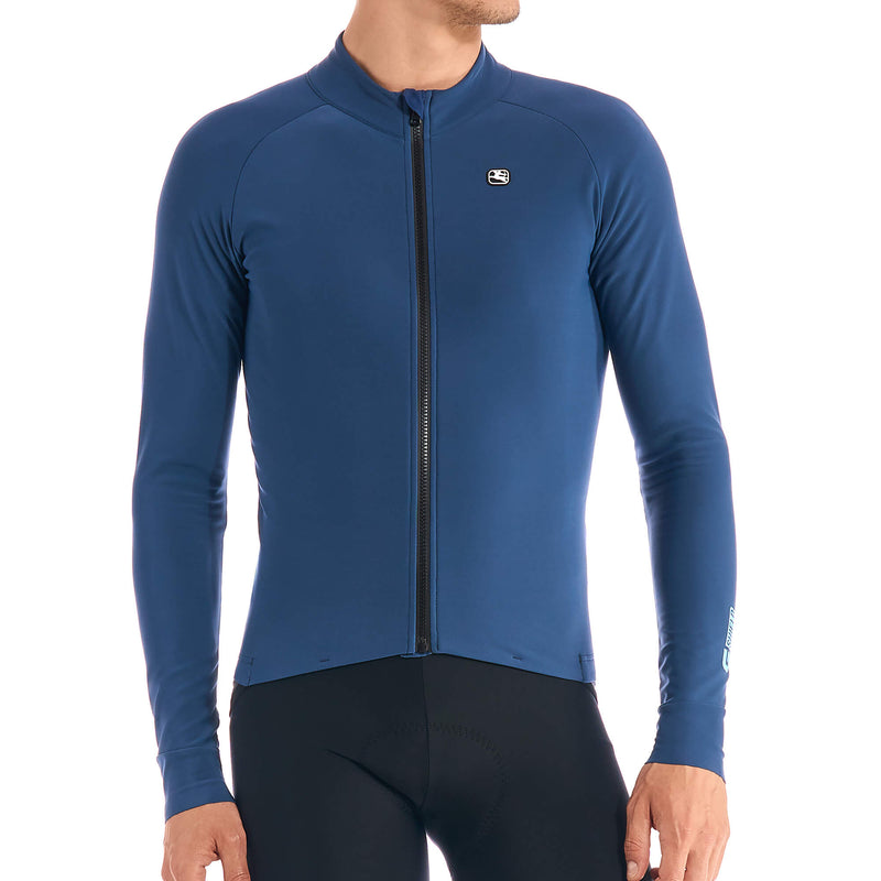 Men's G-Shield Thermal Long Sleeve Jersey by Giordana Cycling, CHARCOAL BLUE, Made in Italy