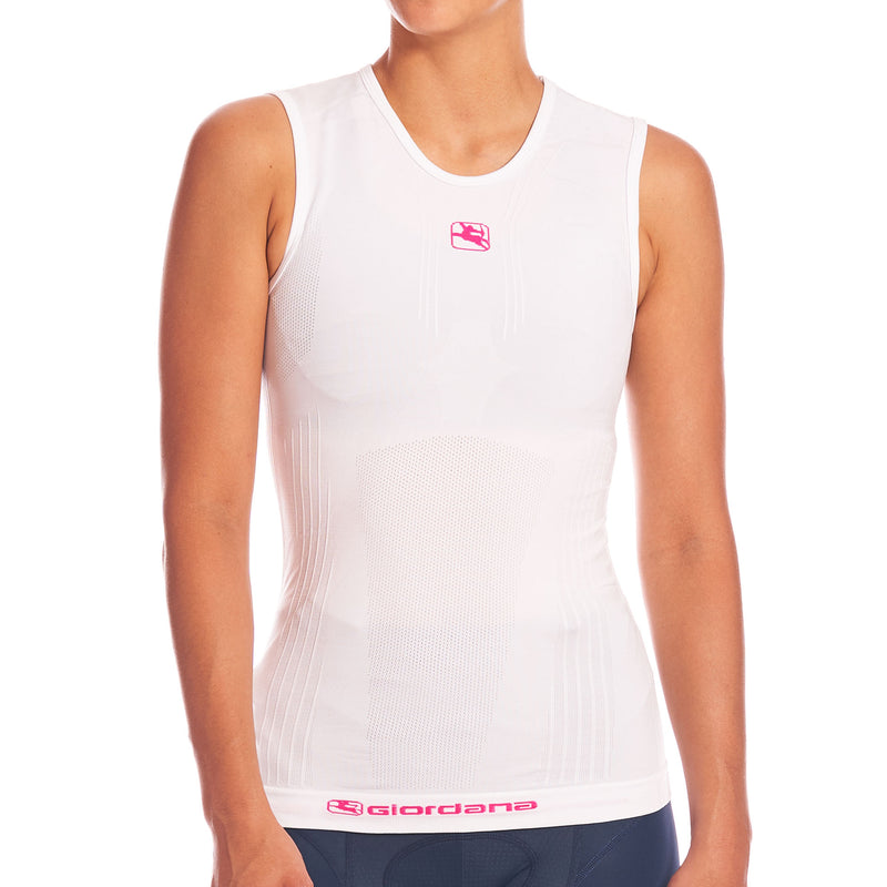 Women's Midweight Tubular Sleeveless Base Layer by Giordana Cycling, WHITE, Made in Italy