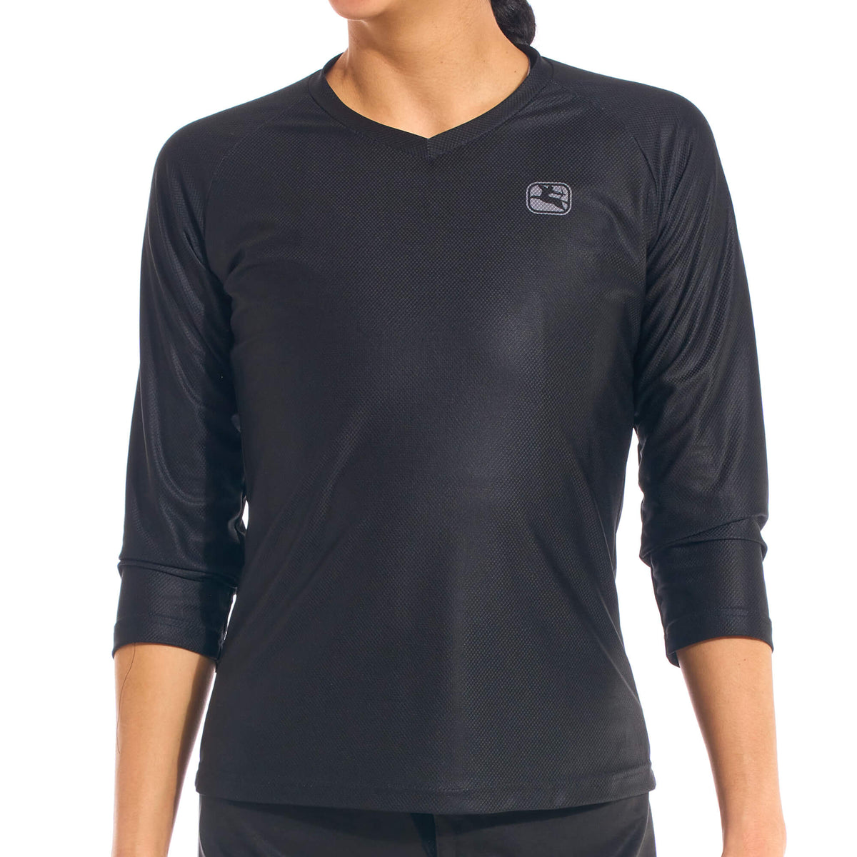 Women's MTB 3/4 Sleeve Jersey by Giordana Cycling, BLACK, Made in Italy