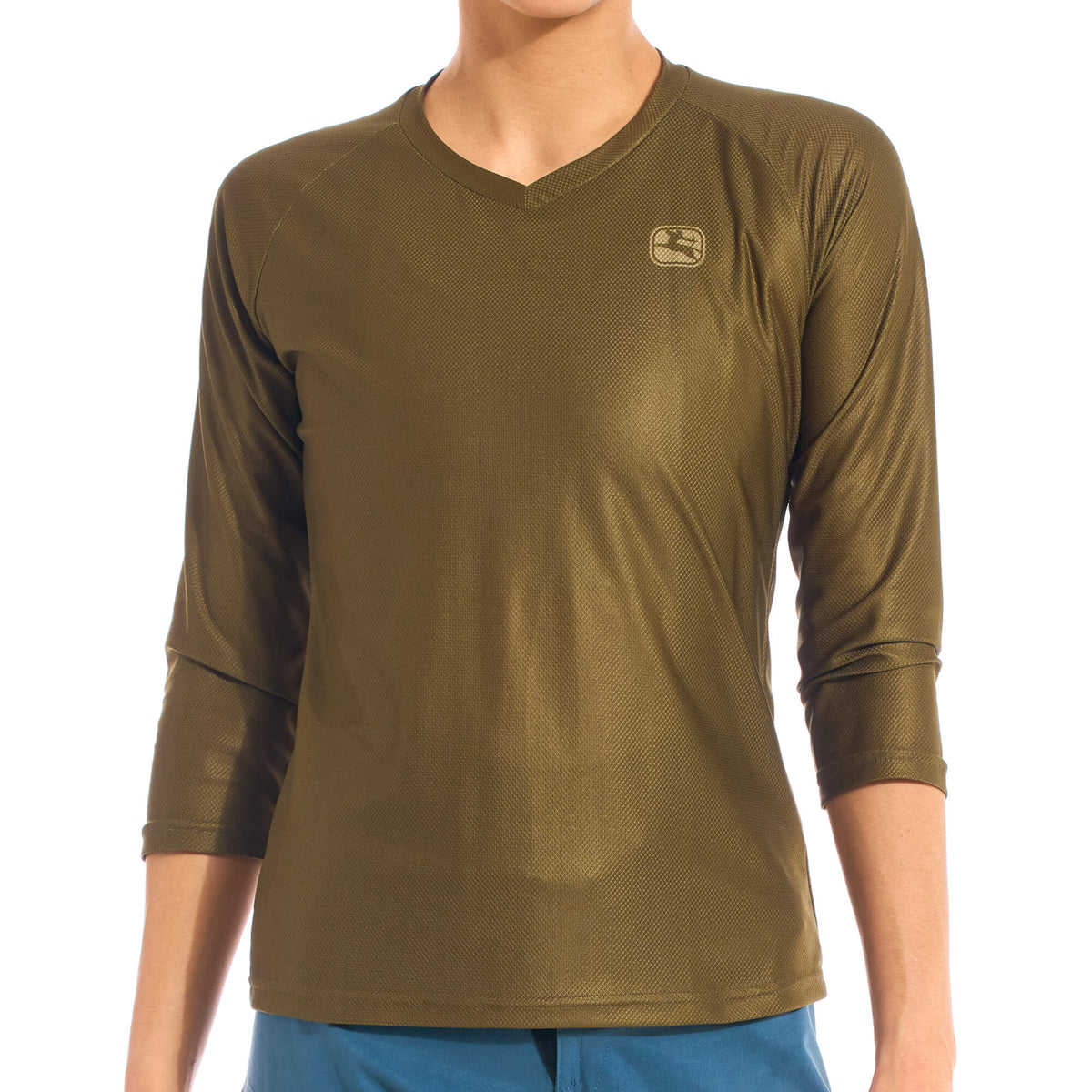 Women's MTB 3/4 Sleeve Jersey by Giordana Cycling, OLIVE, Made in Italy