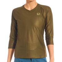 Women's MTB 3/4 Sleeve Jersey by Giordana Cycling, OLIVE, Made in Italy