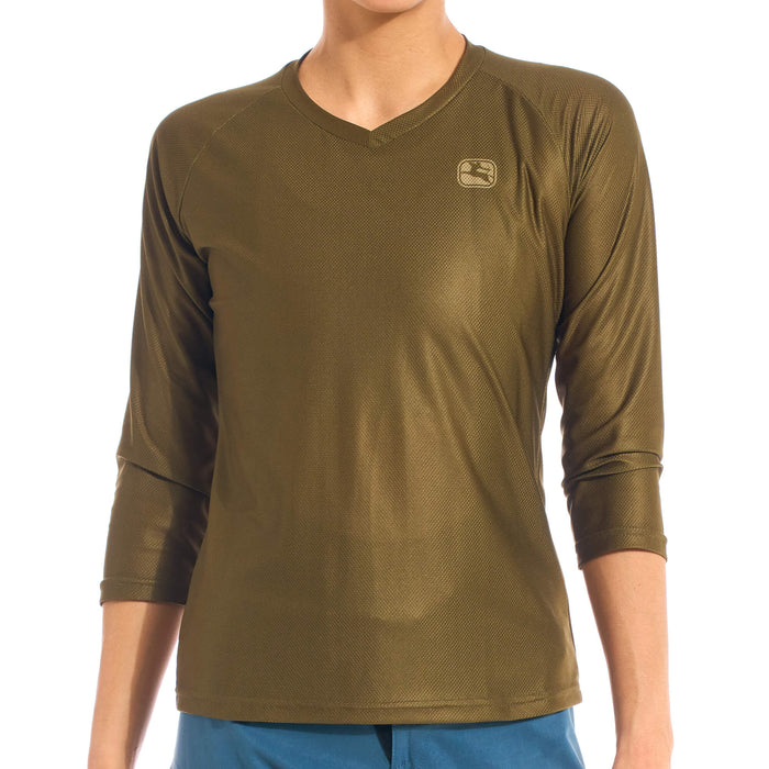 Women's MTB 3/4 Sleeve Jersey by Giordana Cycling, OLIVE, Made in Italy