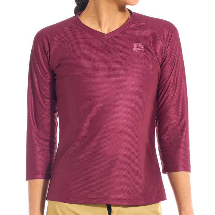 Women's MTB 3/4 Sleeve Jersey by Giordana Cycling, SANGRIA, Made in Italy